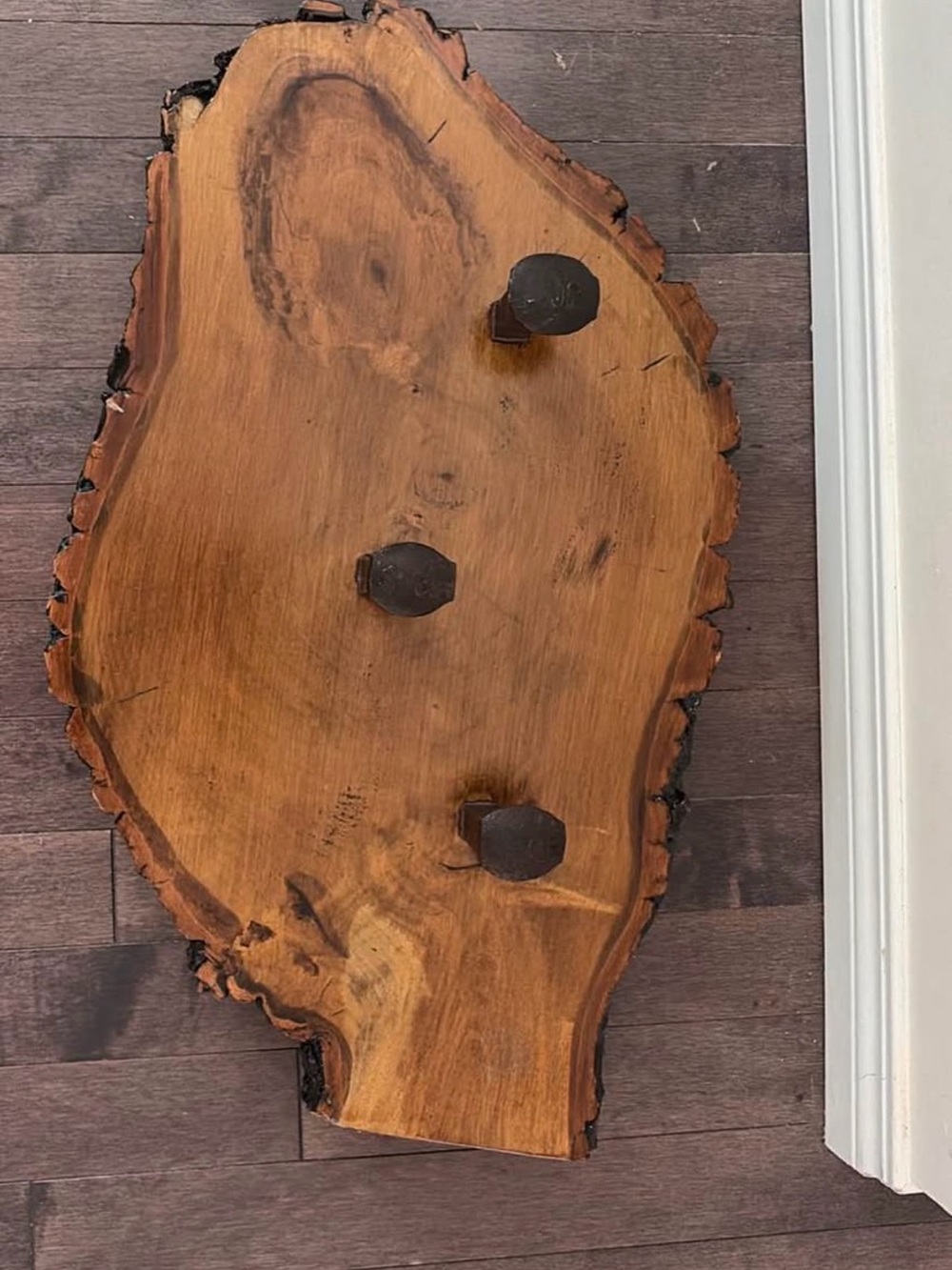 Rustic Live-Edge Wood Wall Hook - Brown